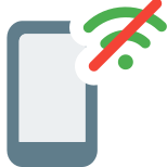 Mobile phone with no wifi or signal unavailable logotype icon