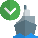 Cargo ship item unloading down arrow direction icon