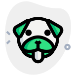 Pug dog tongue stuck-out emoji, mocking and funny icon