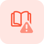 Open book with a warring alert on software icon