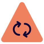 Roundabout with clockwise arrows on a triangular board icon