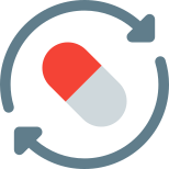 Medication reminder with a a recurring loop arrow icon