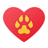 Heart with dog paw icon