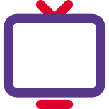 Outdated CRT television set with antenna system icon