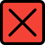 Cross sign in box for decline, isolated in a white background. icon