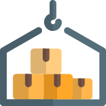 Boxes with transportation and handling with hook facility icon