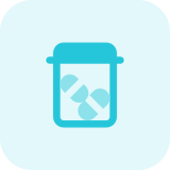 Field prescription drug capsule in a bottle icon