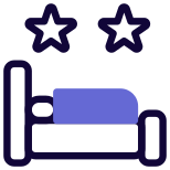 Double star hotel bed with average services icon