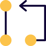 Algorithm diagram from one node to another node pathway icon