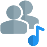 Music shared on a web messenger by group of users icon