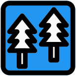 Forest trees as an indication as a warning on road icon