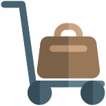 Suitcases carried by trolley service in the hotel icon