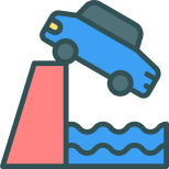 Car Falling To River icon
