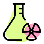 Conical flask with chemical research and development icon