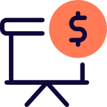 Finance and sales figure with dollar sign on slide screen icon