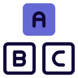 Alphabet blocks use in preschool teaching method icon