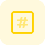 Social media hashtag with arrow isolated on a white background icon