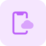 Smartphone with cloud connected drive isolated on white background icon