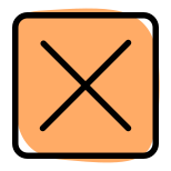 Cross sign in box for decline, isolated in a white background. icon