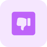 Disagree or dislike thumbs down symbol under square icon