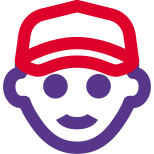 Courier delivery agent face with cap on top icon
