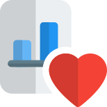 Favorite financial report with heart shape logotype icon