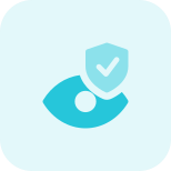 Retina scan protected by shield device technology icon