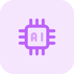 Microprocessor Technology with artificial intelligence isolated on a white background icon