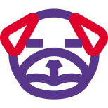 Neutral pug dog face emoji with eyes closed icon