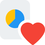 Favorite pie chart file with a heart Logotype isolated on a white background icon