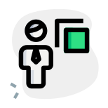 Bring front word document for an businessman to adjust icon