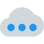 Cloud content loading with dots logotype isolated on white background icon