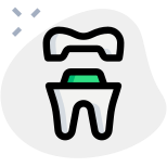 Capping of a tooth or dental crown isolated on a white background icon