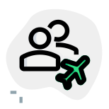 Number of employees on a vacation with airplane logotype icon
