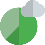 Pie chart diagram report stored on a cloud drive icon