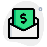 International money order payment in an envelope icon