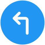 Turn left sign on a sign board icon