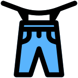 Drying jeans on the strings with the help of clips icon