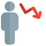 Downtrend chart of an employee from the previous employee icon