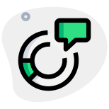 Report donut chart report to peers with chat bubble icon