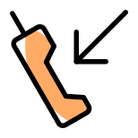 Call received logotype arrow sign on an old phone icon
