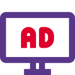 Ads on computer system displayed on monitor icon