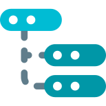 Server connected in series to access computer database icon