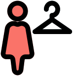 Woman changing room in a shopping mall icon