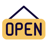 Mall opening hanging board isolated on a white background icon