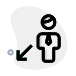 Businessman moving in direction south west direction icon