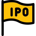 Flagship ipo of company waving in stock market icon