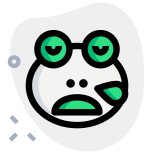 Frog snoring with sweat drop from nose icon
