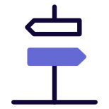Signpost with a both direction left and right signaling icon