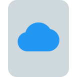 Cloud stored file with online content isolated on a white background icon